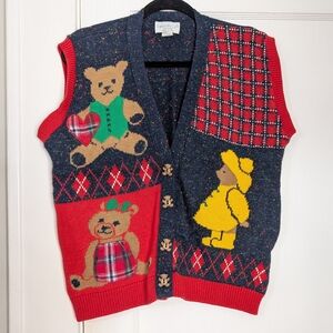 Sweater Loft Vintage Teddy Bear Sweater Vest Women’s M Made in USA